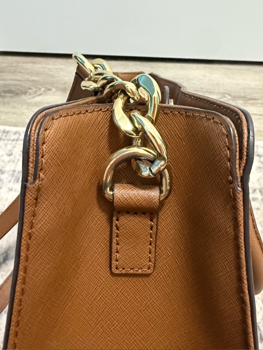 Michael Kors Brown Leather Top-Handle Satchel with Gold Hardware - Picture 11 of 11